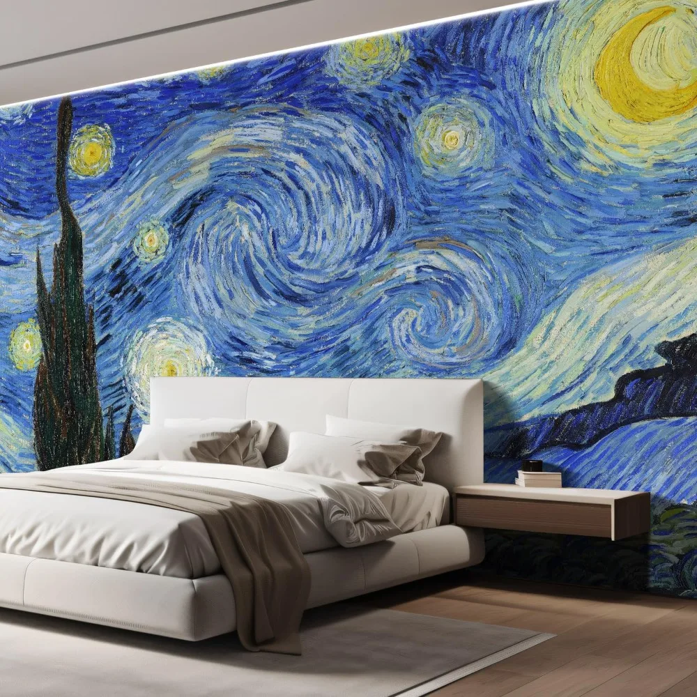 Adesivo da parete/muro murale La bella notte stellata di Van Gogh sognante, non staccabile e incollata, carta da parati non tessuta decorativa