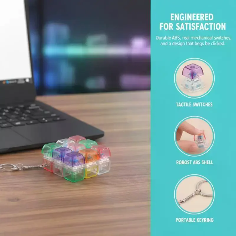 1Pcs Anti Stress Finger Games Props Creative Spherical Square Fidget Decompression Keyboard Key Toy For Adults Antistress Toys