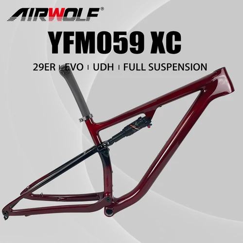 Airwolf カーボンフルサスペンションマウンテンバイクフレーム 12X148 ブースト 29er カーボンフレーム MTB XC MTB 自転車ディスクフレームトラベル 100