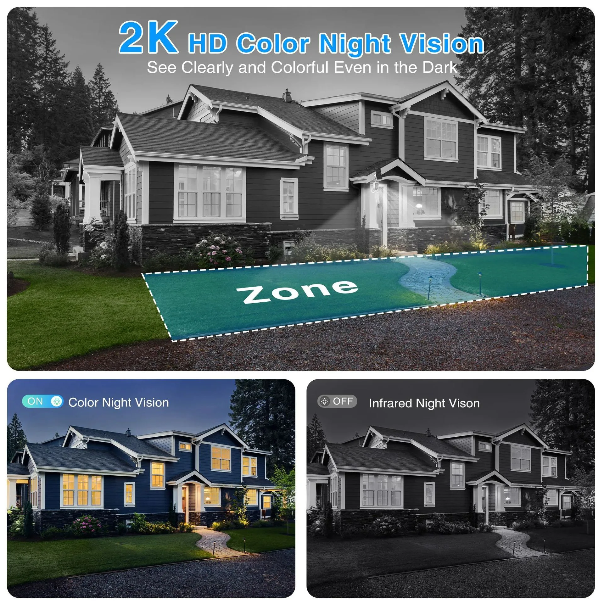 Source Factory 5MP Solar Security Camera Outdoor Wireless WiFi Battery Powered Color Night Vision Human Detection Surveillance