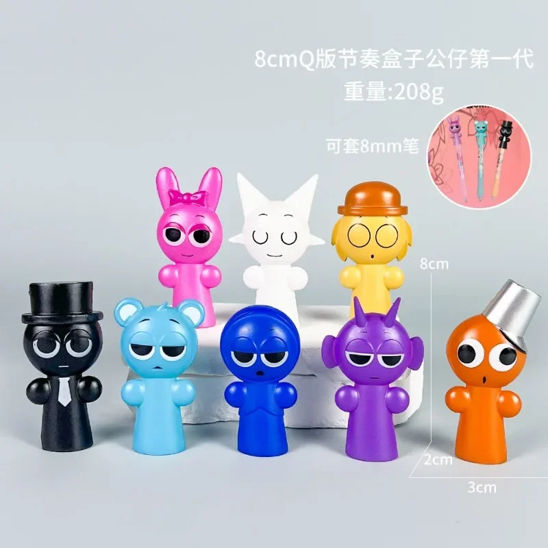 8 buah Anime Kawaii kotak Beat Sprunki Pvc Gambar 8cm permainan periferal boneka Model kamar tidur ruang tamu dekorasi ornamen hadiah baru