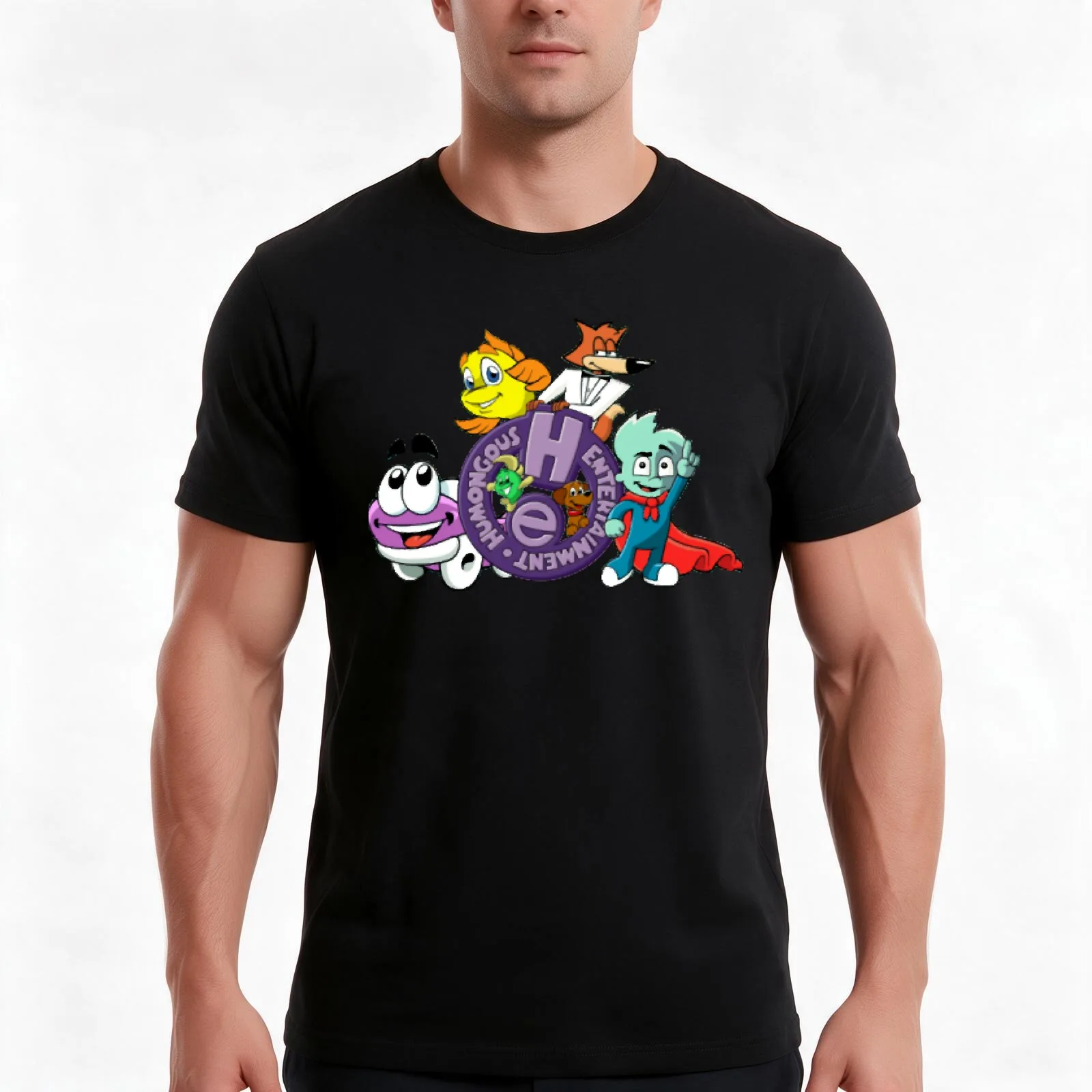 Humongous Entertainment T-Shirt Summer Casual Cotton Tee Oversized Streetwear Tops Vintage Graphic Print Unisex Men Women