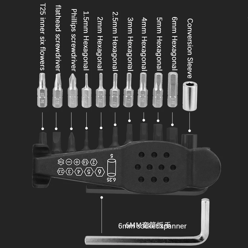 1pcs Bike Repair Tools Mountain Bike Portable Tyre Repair Tool Hexagonal Tool Socket Combination Home Repair Tool Set