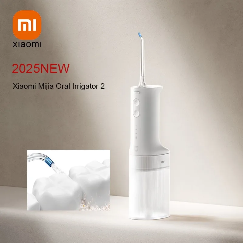 

НОВЫЙ ирригатор для полости рта XIAOMI Mijia 2, портативный электрический ирригатор для воды, 200 мл, зарядка Type-C, 3 режима для чистки зубов/гума, 2 насадки