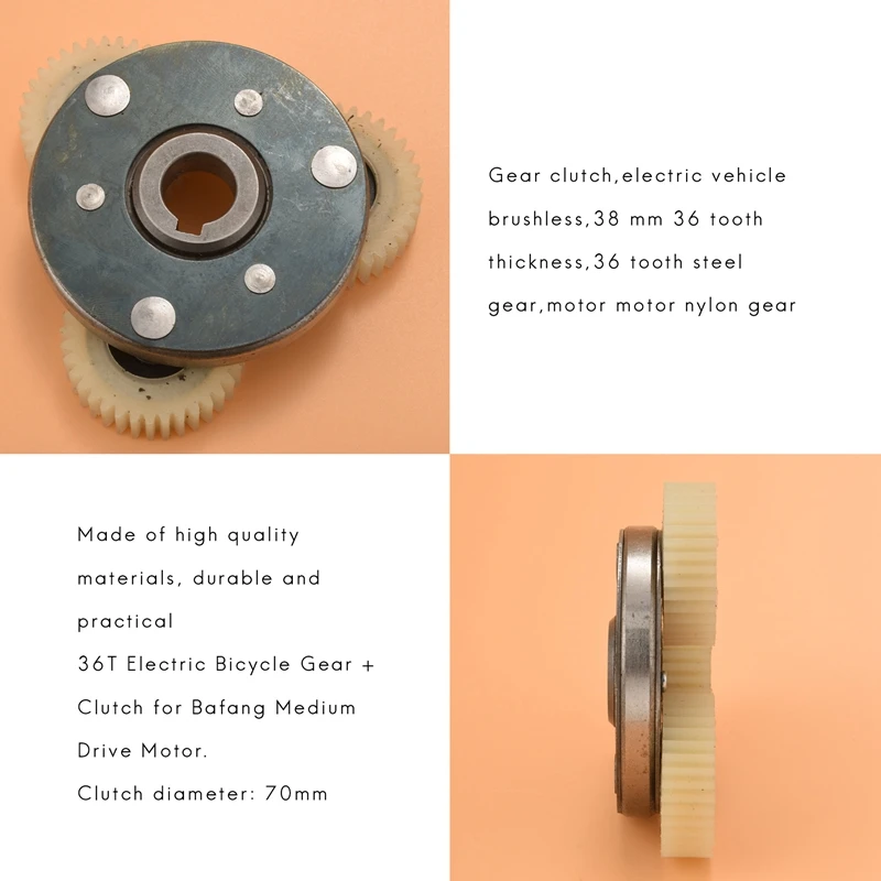 36T Gear + 70Mm Clutch, Used For Spare Parts Of Octagon Transmission Motor Nylon Electric Bicycle