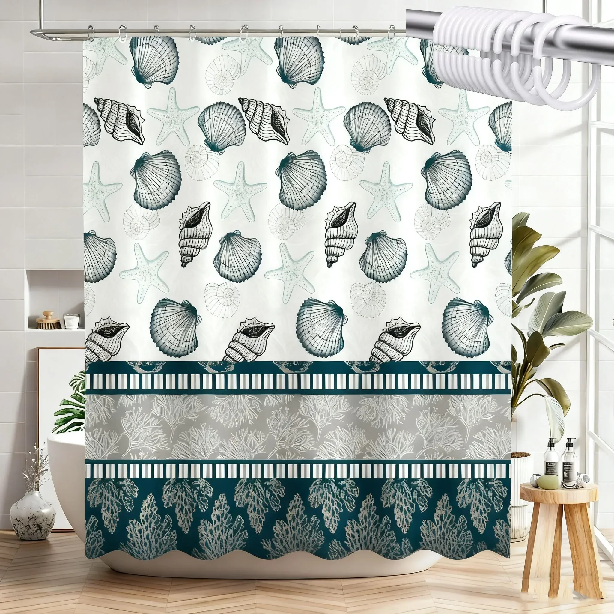 1 Stück 180 x 180 cm Polyester-Duschvorhang – Metallösen und Kunststoffhaken inklusive Stoff-Badevorhang für Badezimmerdekoration