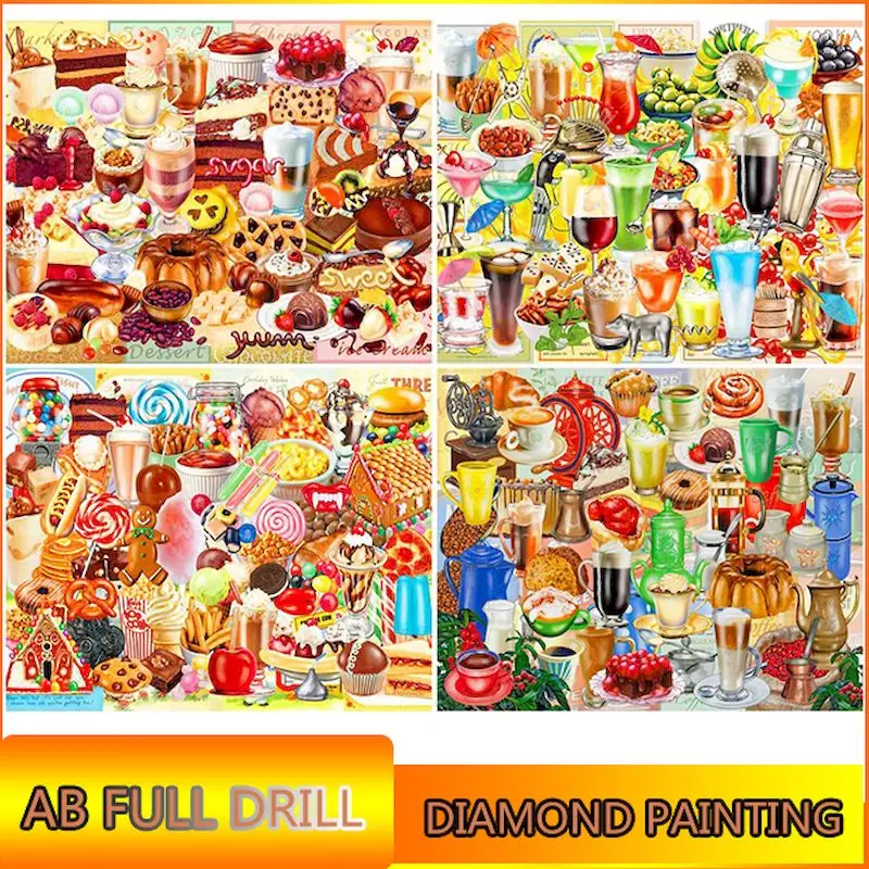 

CHENISTORY 5d AB Diamond Painting Colorful Food Landscape Mosaic Rhinestone Picture Full Embroidery Modern Home Decoration