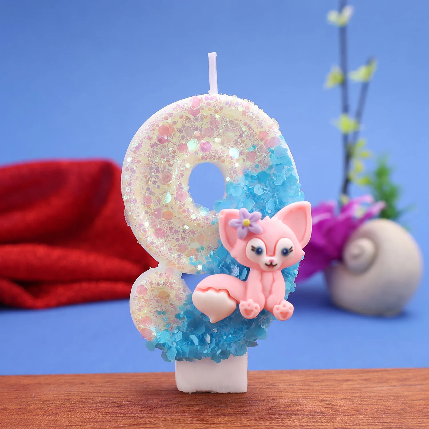 Two-color cute digital birthday candle 09 long-eared animal cartoon birthday cake decoration