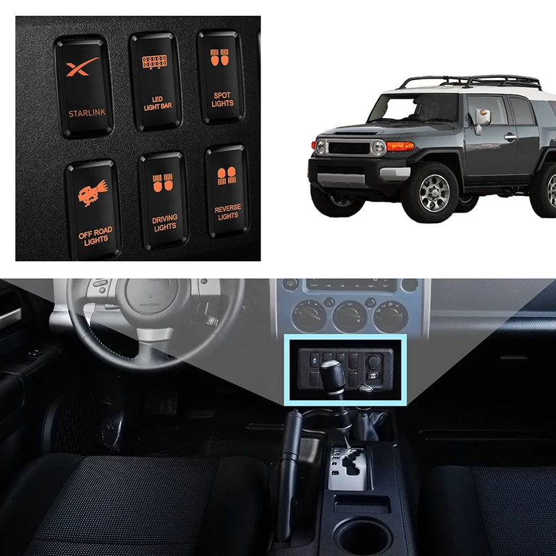 1 pc laranja âmbar led interruptor de botão com conector de fiação para toyota tacoma fj cruiser toyota landcruiser prado 3amp 12v