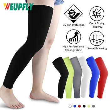 WEUPFLY 남녀공용 압축 레그 워머, 농구 축구 사이클링 양말, 무릎 종아리 소매, UV 썬 레그 워머, 1 개