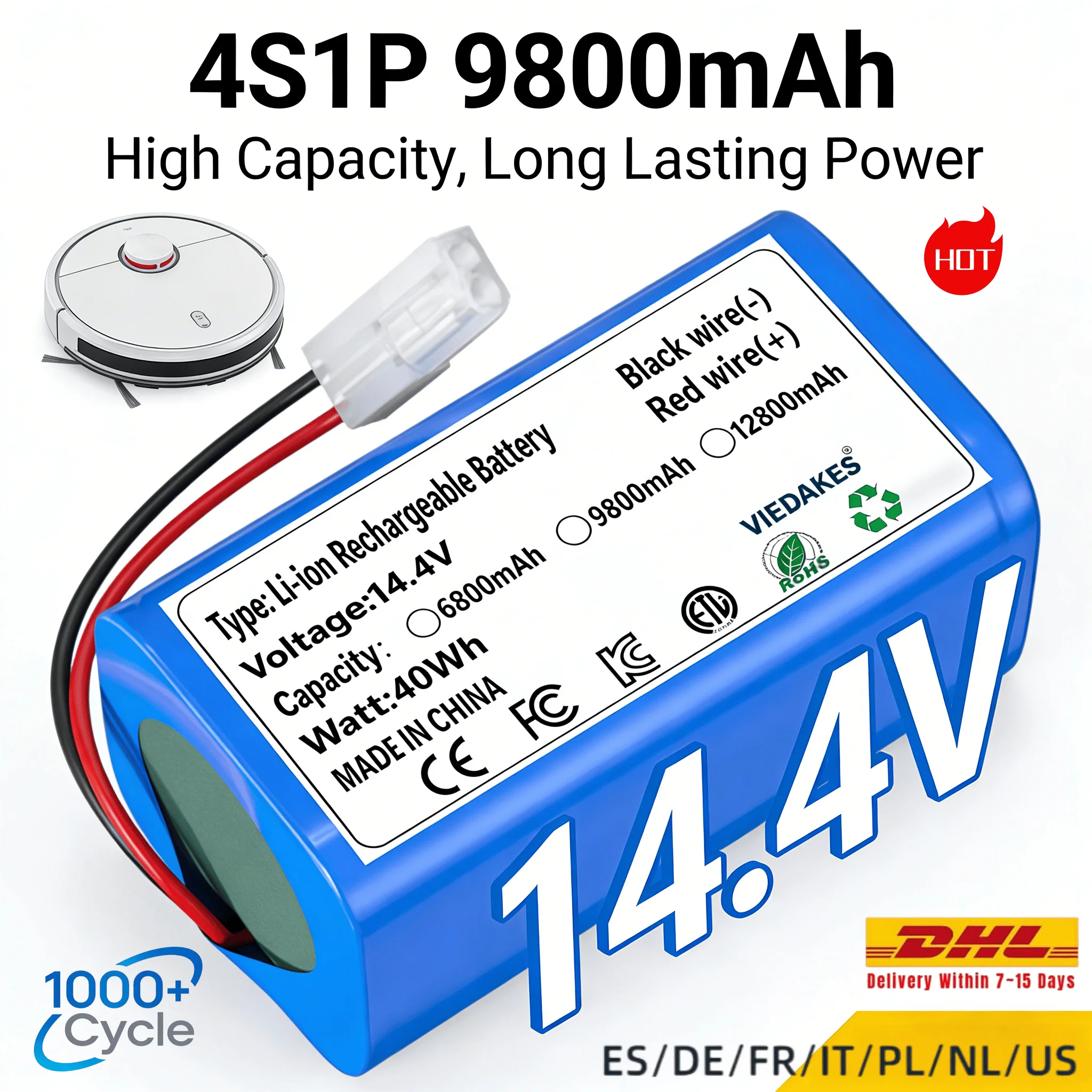 

Сменный аккумулятор VIEDAKES 14,4 В, 3500 мАч, разъем Tamiya для G1 MJSTG1 SKV4136GL H18650CH