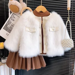 Children's Coats Thick and Cotton Faux Fur Short Jacket Winter Clothes for Girls 2 To 7 Years Winter Jacket  Baby Girl Clothes