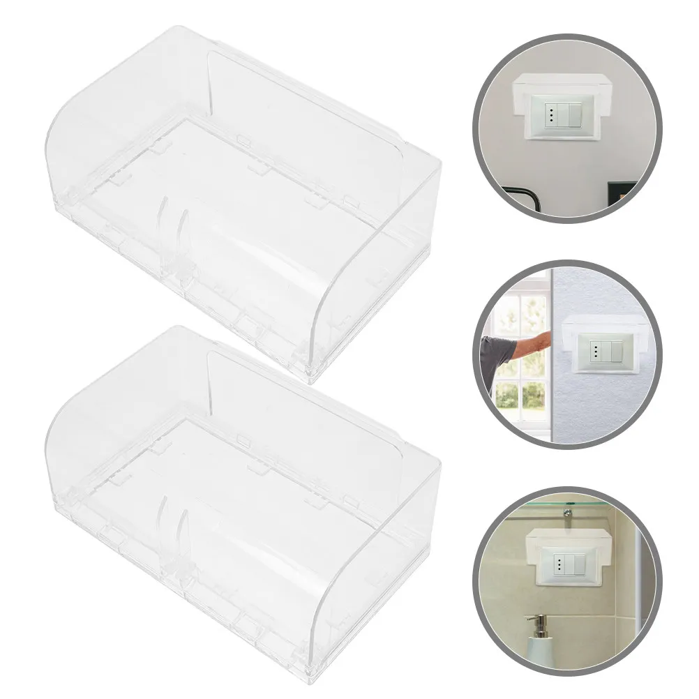 Lot de 2 caches-prises étanches double position, adhésifs, à fixation murale, anti-éclaboussures, boîte de protection pour salle de bain, protection de prise sécurisée