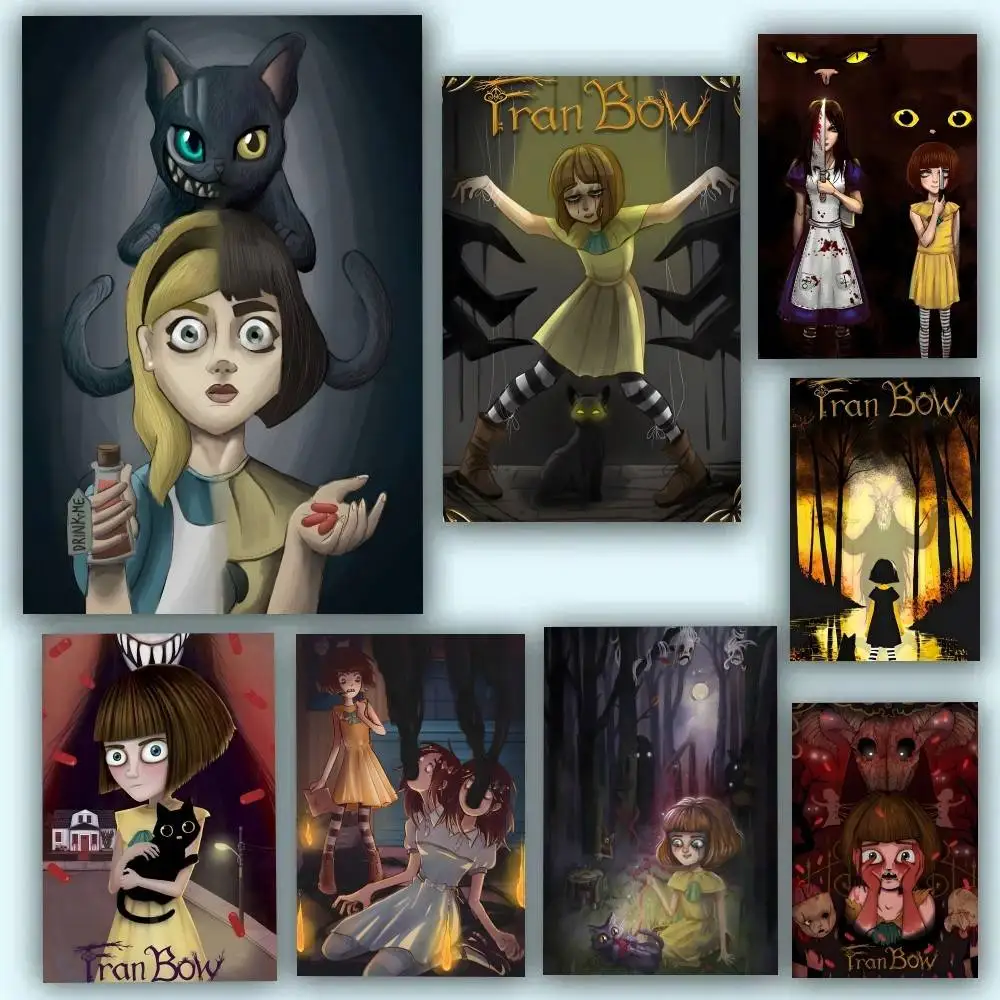Pósteres autoadhesivos de Anime Fran Bow, resistentes al agua, ideales para decoración de sala de estar, dormitorio y Bar, 1 ud.