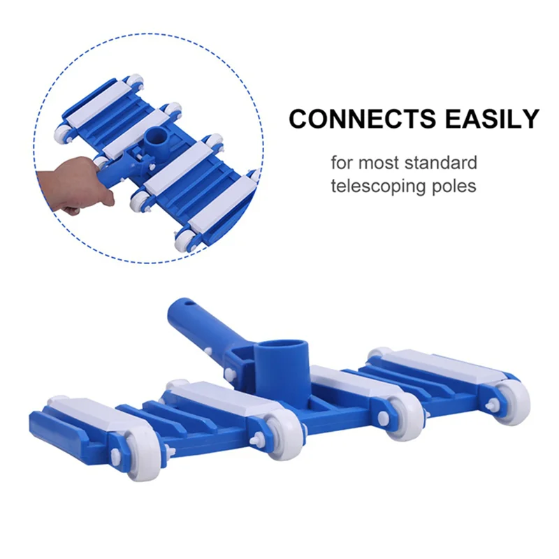 

ABZS 2Pcs 14 Inch Weighted Pool Vacuum Head With Wheels Side Brush Flexible Pool Vacuum Head For Pond Spa Hot Tub Cleaning