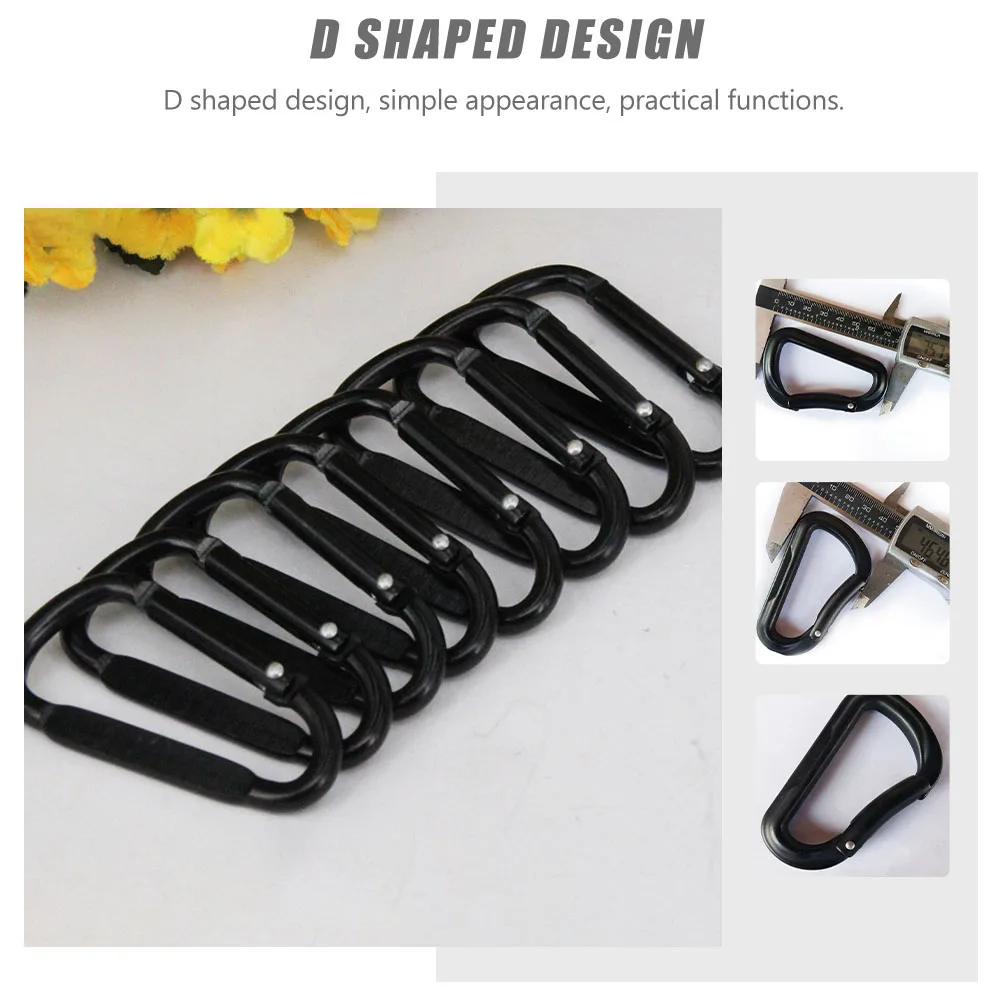 

20pcs D Aluminum Alloy Buckles Foldable Climbing Clips Black Heavy Duty Buckles Lightweight Keychains