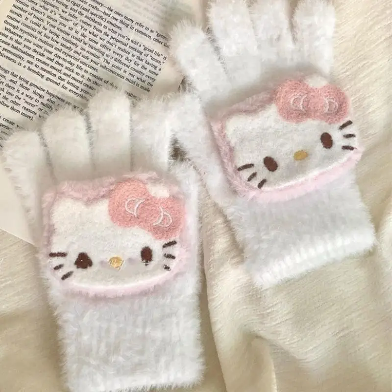 

Sanrio Kawaii аниме мультфильм теплые утолщенные зимние перчатки осень зима милые аниме креативные перчатки Hello Kitty рождественский подарок