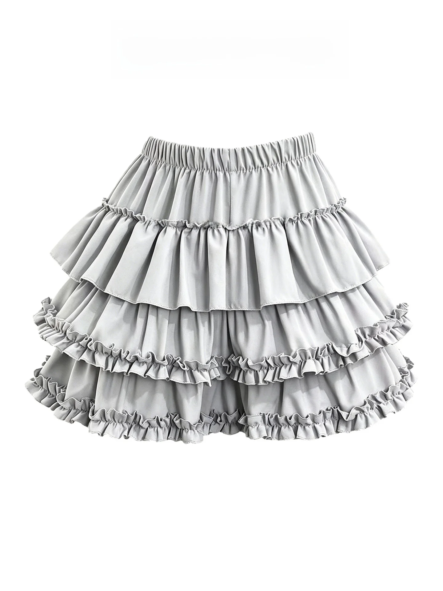 

Ballet-Inspired Ruffle Hem Skirt Short Girl Summer Cotton Cake Puffy Skirt High Waist A-Line Standard Fit Chinese Brand
