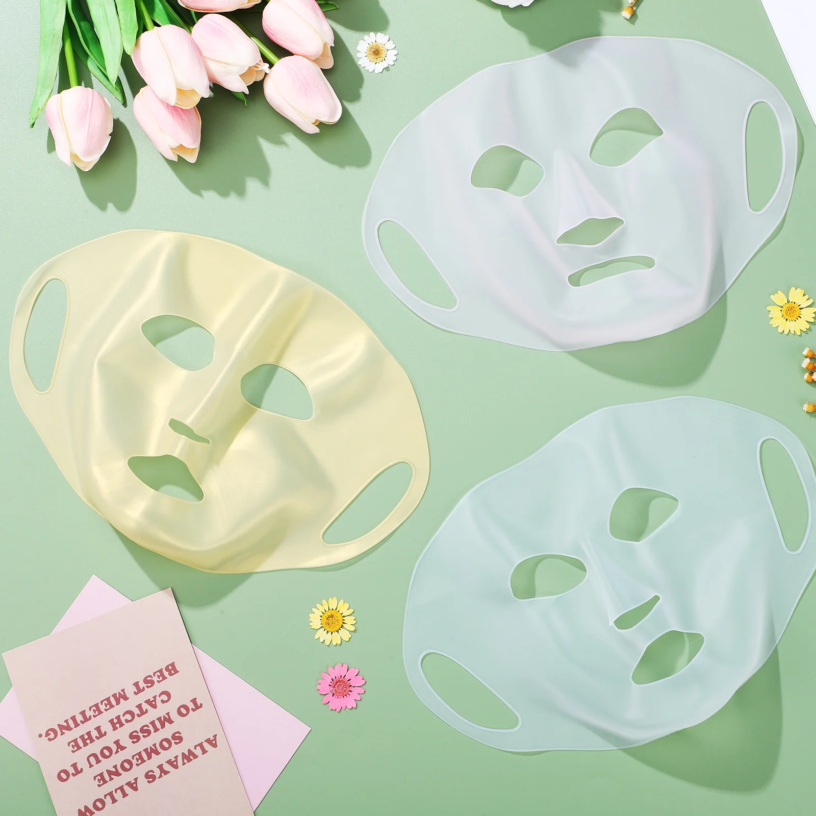 3Pcs Silicone Face Masks For Nourishing Skin portable Sheet Mask Cover Reusable 3D Anti-Evaporation Face Mask Covers Beauty mask