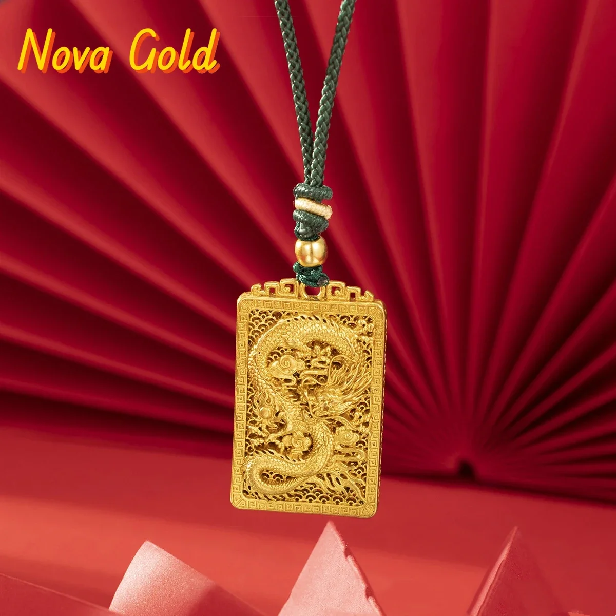 

NovaGlod 9999 24K real gold dragon teng domineering pendant ancient method golden national style divine beast totem jewelry