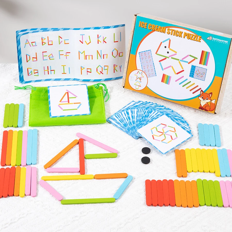 

Пазл-конструктор «Мороженое на палочке» Монтессори: развивающая игрушка для детей, креативная доска для изучения форм и букв, обучающая игра для малышей