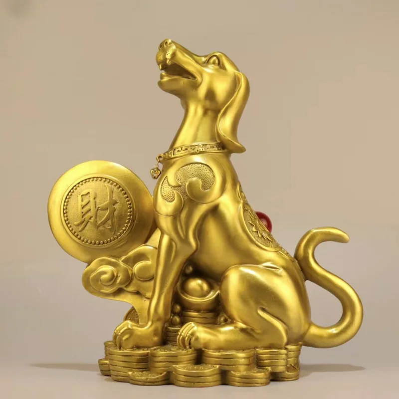 

Латунный орнамент зодиака Yuanbao, собака, домашняя гостиная, офис, магазин, ремесленное украшение