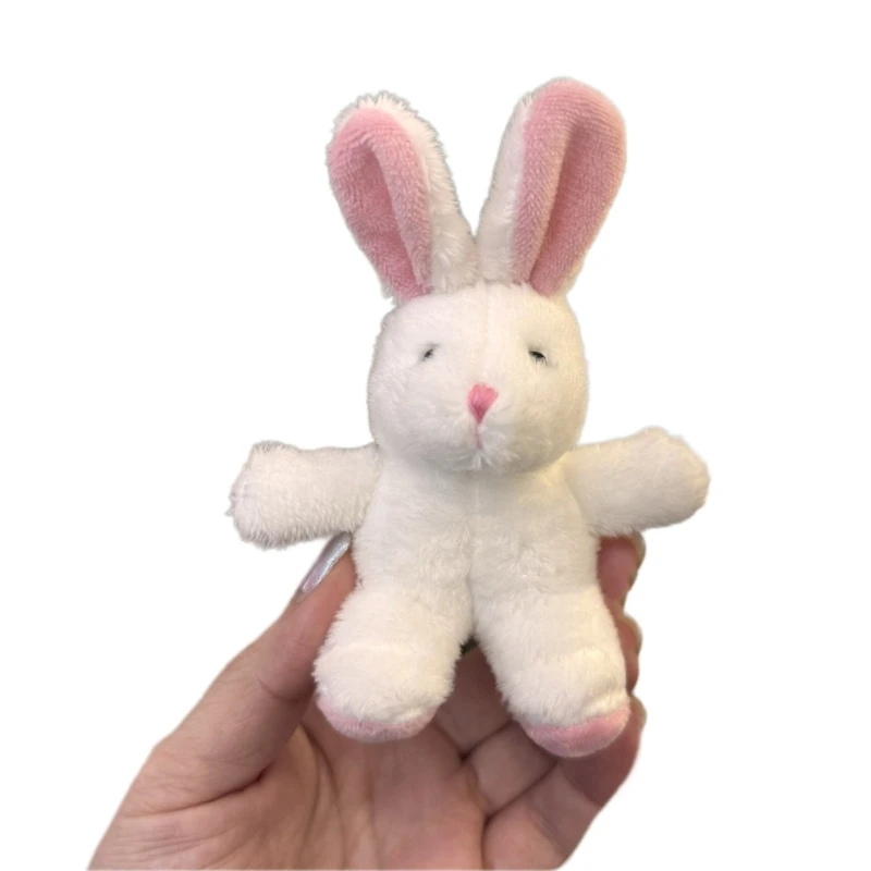 652F Lovely Plush Long Ears Rabbit Charm Keychains Cute Plush Ornament Pendant Car Keyring Backpack Decoration Bag Charm