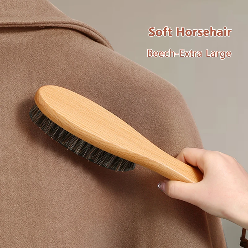 Coat Cleaning Brush Soft Horse Hair Brush Dense Thick Sturdy Durable Comfortable Grip Not Easy to Shed Not Damaging Clothing