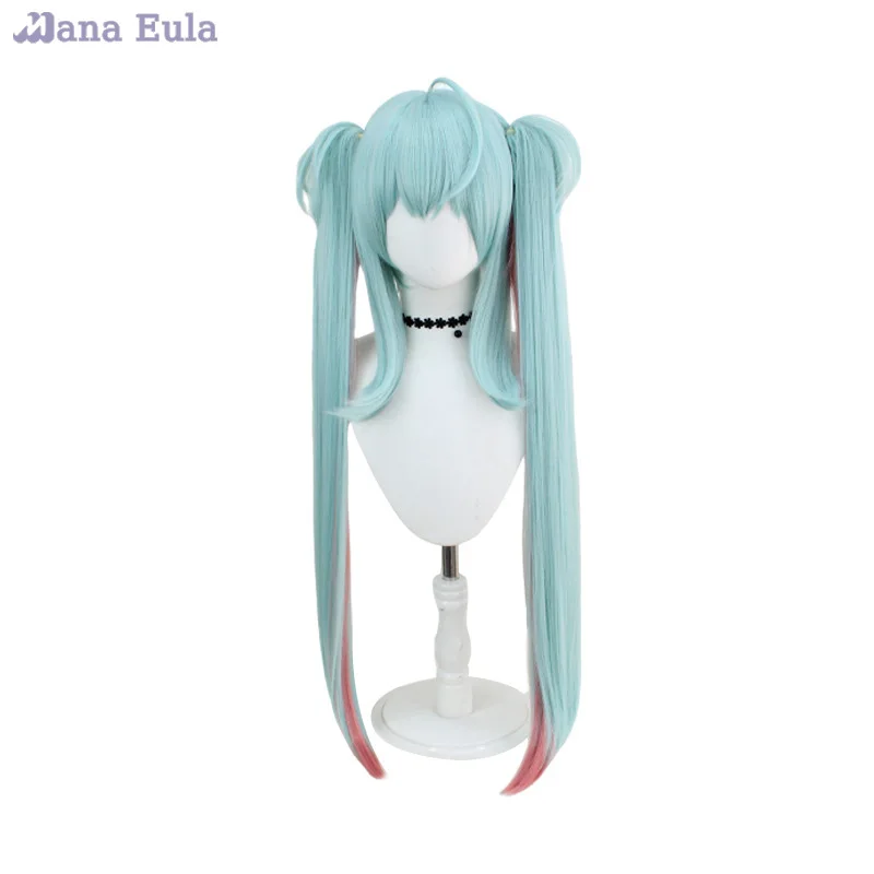 ليتل الراكون شعر مستعار فوكالويد ميكو شعر مستعار تأثيري الشعر الاصطناعية 100 سنتيمتر طويل الأزرق الوردي مختلطة Mikuu الراكون شعر مستعار تأثيري غطاء شعر مستعار مجاني