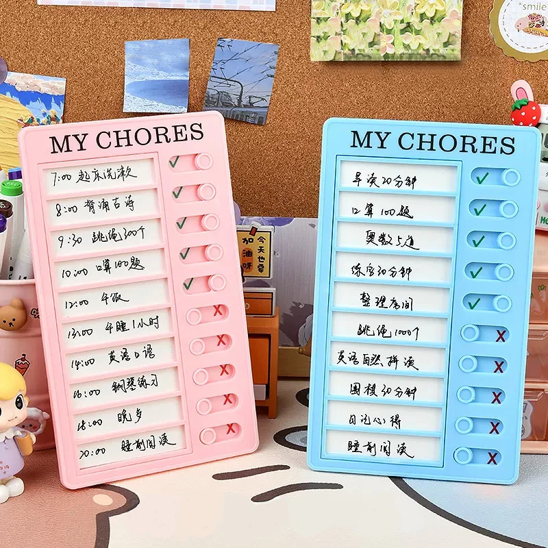 Liste de contrôle d\'auto-discipline réutilisable, tableau mémo en plastique, licence mensuelle hebdomadaire 03, liste de tâches Kawaii, bureau de