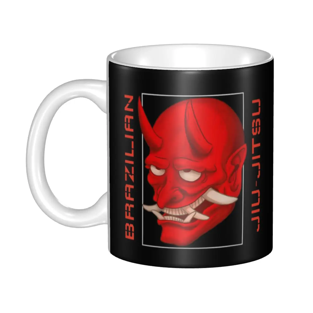 Brazilian Jiu Jitsu Oni Demon Head Mug Funny Ceramic Coffee Cups Tea Mugs Milk Cup Drinkware Gifts for Friends