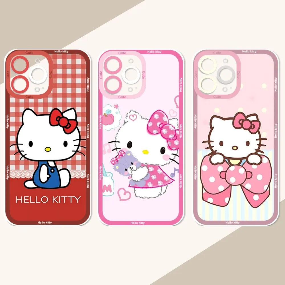 Pink Cute Sanrio H-Hello K-kitty Phone Case For IPhone 12 11 13 14 Pro Max XR XS Max X SE2020 7 8 Plus Case