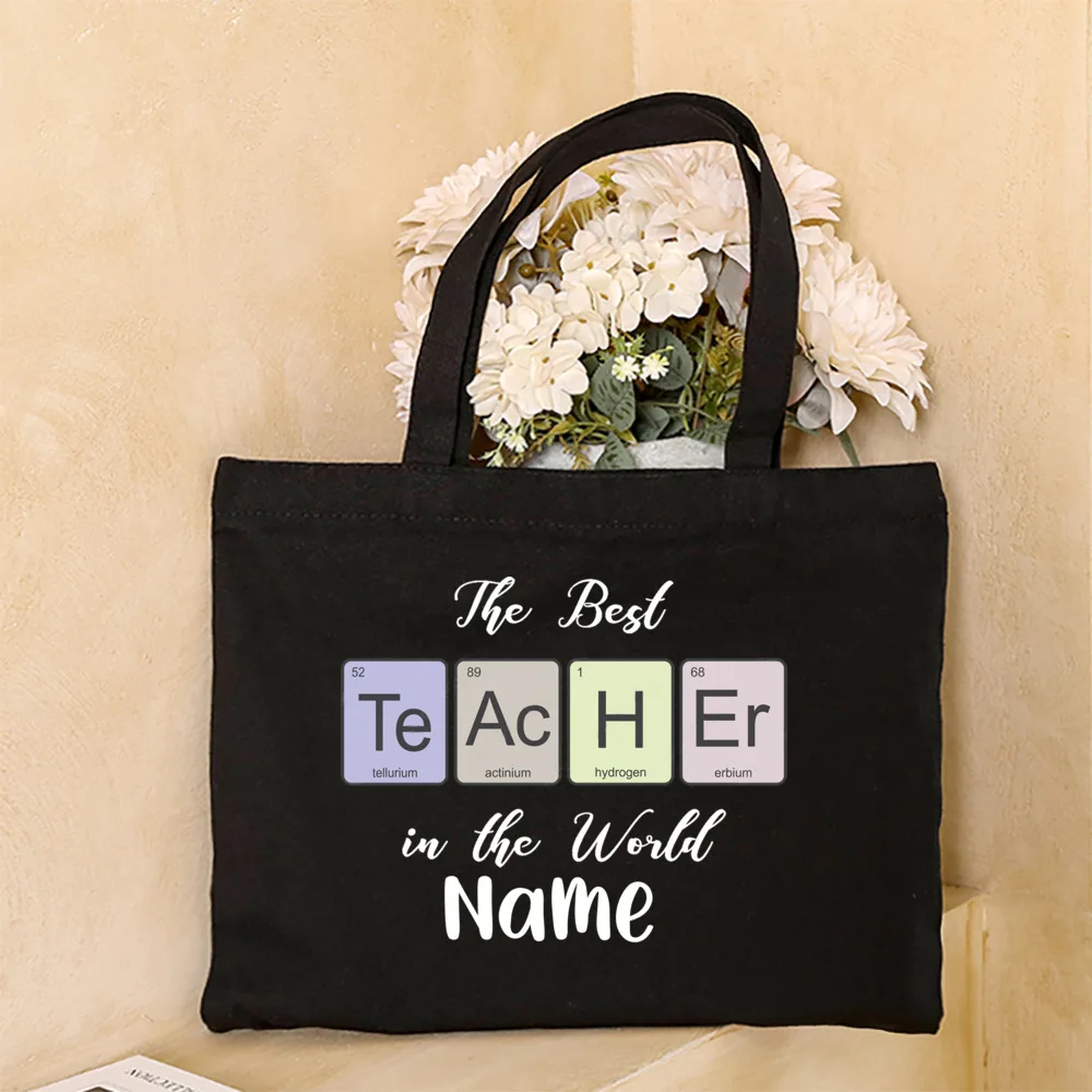 Personalised Tote Bag Women Shoulder Bags Custom Name Canvas Shopping Bag Teach Love Inspire Printed Handbags Gift for Teacher