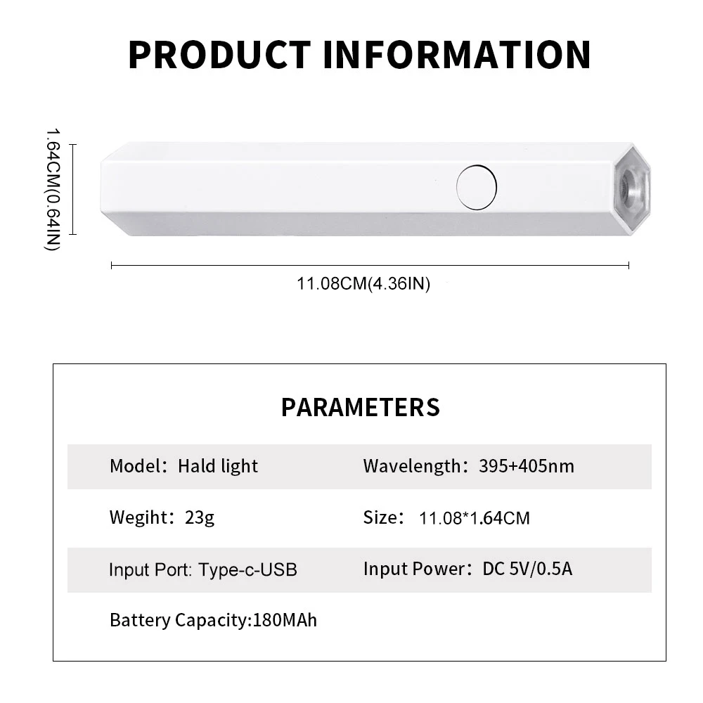 Handheld UV-licht voor gelnagels Droger Penlamp, nagellak Drooglamp Draagbare Nail Art Tool Oplaadbare sneldrogende nagellamp