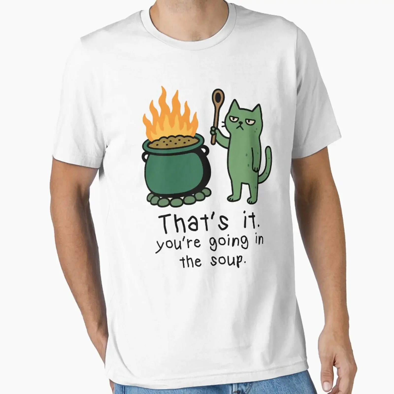 That's it You're going in the soup Sarcastic Cat Meme T shirt Weirdcore Dark Humor Essential vintage Washed homme fashion