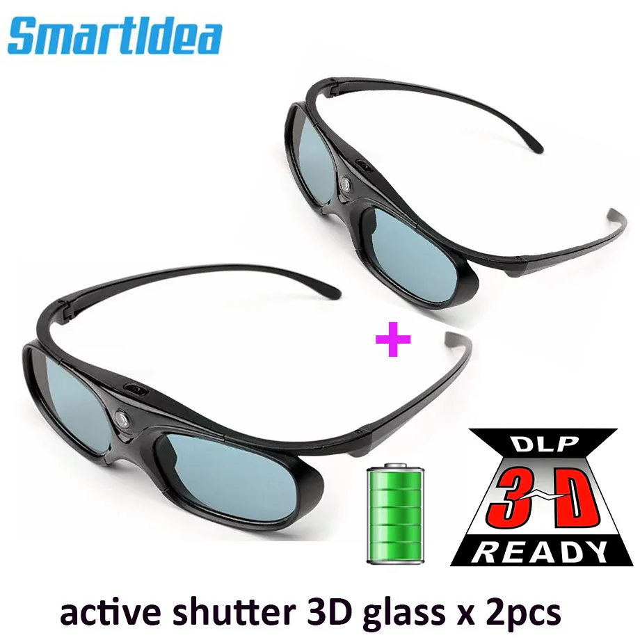 2pcs Rechargeable DLP Link Active Shutter 3D Glasses, Build-in Battery 3D Glasses For Many DLP 3D Ready Projectors