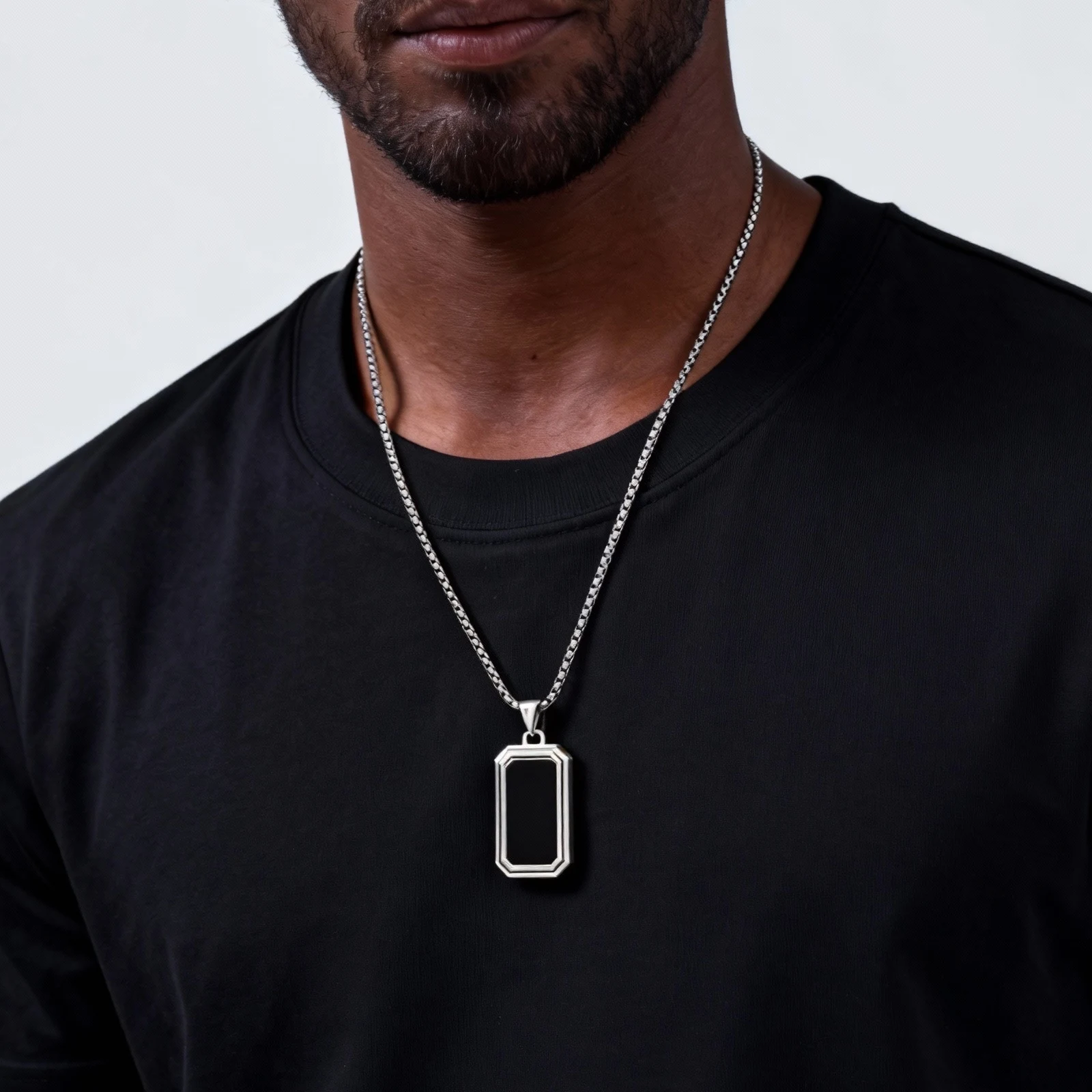 Wasserdichte Dogtag-Halskette für Männer und Jungen, stilvolle Edelstahl-Anhänger-Halskette, Geburtstags-Vater-Geschenk – Detail 3