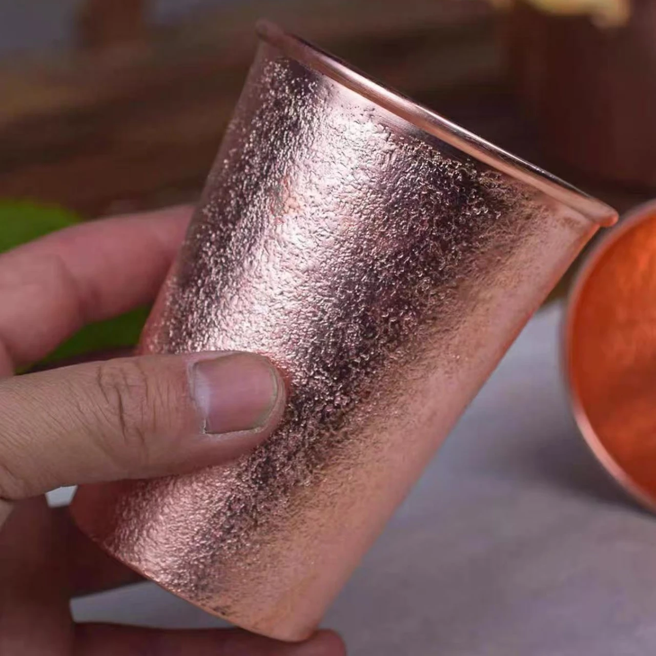 Vintage Red Copper Coffee Cup,Engraving Hammer Texture Drinking Milk Tea Beer Beverage Mug,Straight-Sided Tea Cup Tableware