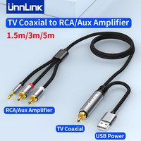 Unnlink 192KHz Dac Digital to Analog Audio Converter TV SPDIF Coaxial to RCA Aux Audio Adapter Cable for TV to Amplifier