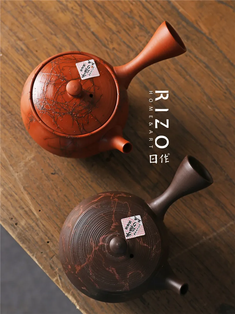 Japanese Original Imported Normal Burning Side Handle Teapot Yuguang Cinnabar Sand Algae Hanging Urgent Pot