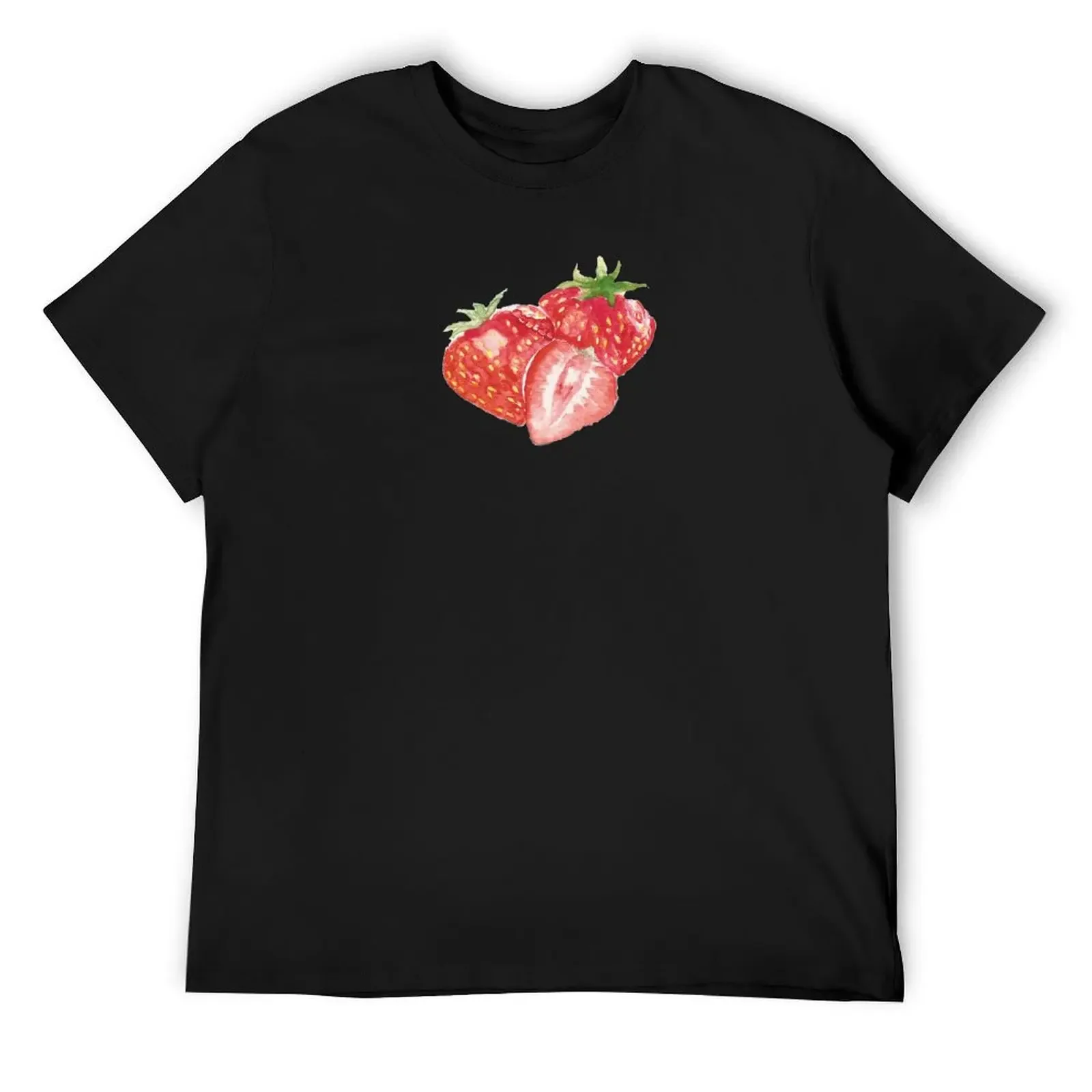 

strawberry watercolor painting T-Shirt tees custom t shirt anime figures tshirts for men