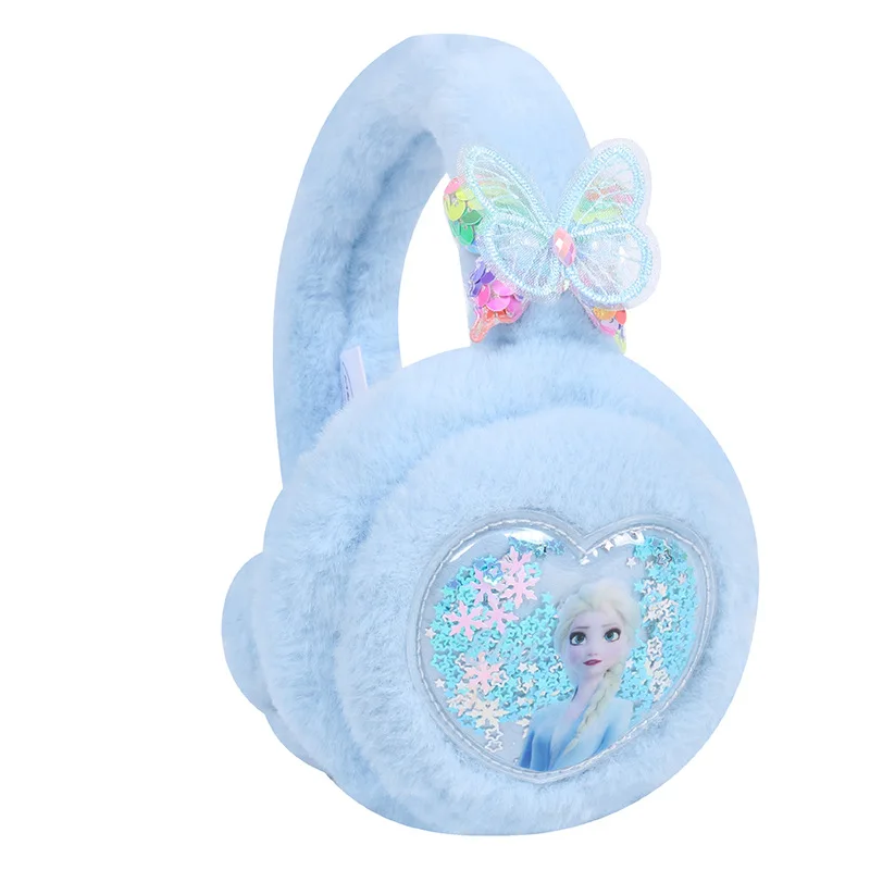 Cartoon Disney Princess Elsa children's earmuffs Kawaii autumn and winter warm plush ear warmers for students to prevent cold