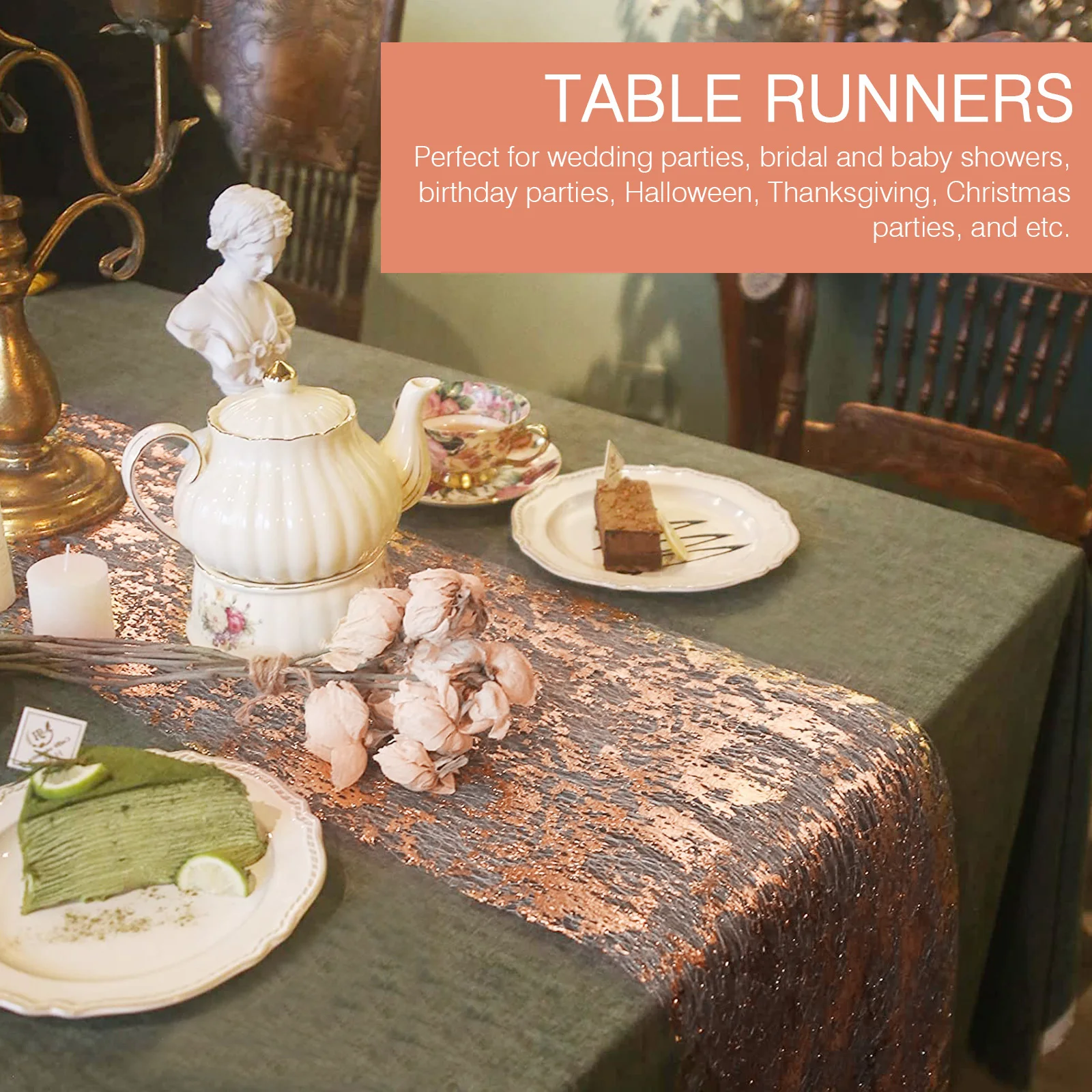 

1 Roll Table Runner Gold Centerpiece Polyester Mesh Metal Foil Easy Care Perfect for Wedding Party Table Runners