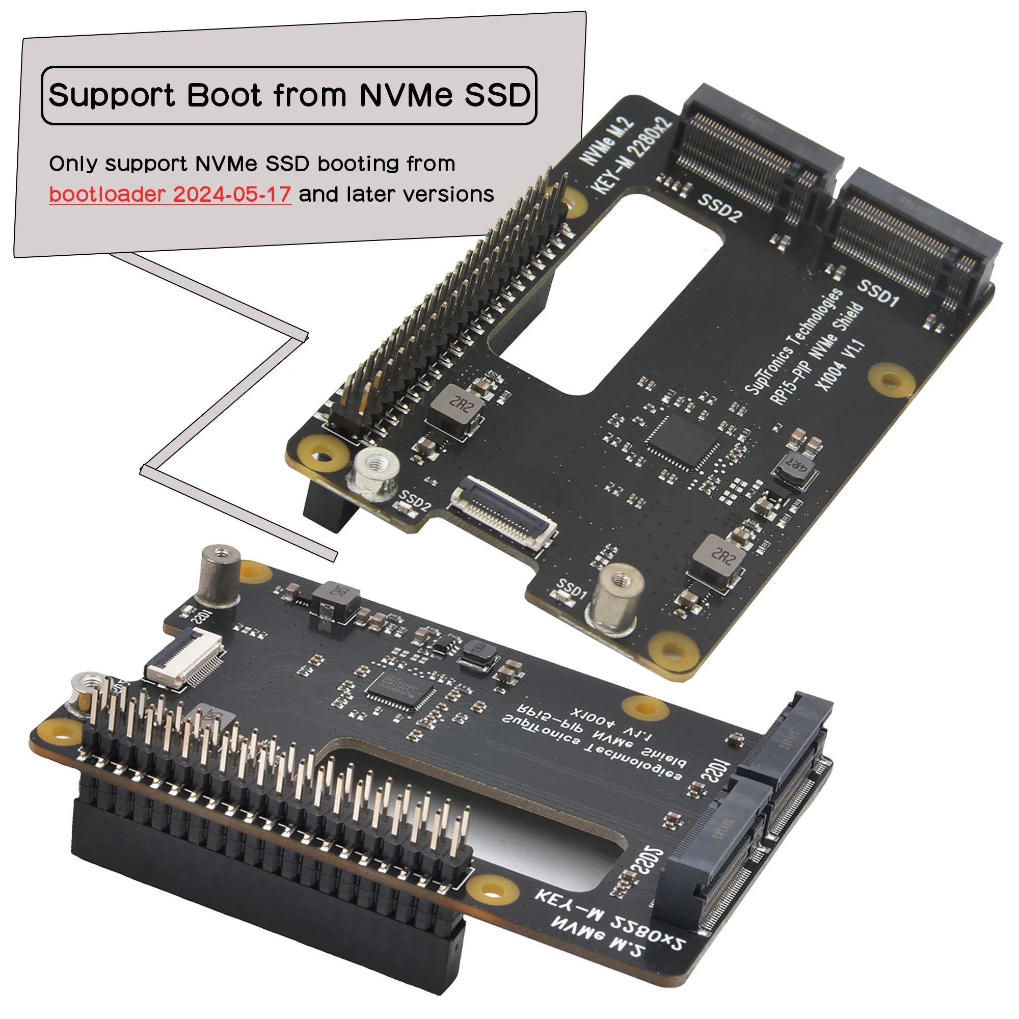 Geekworm X1004 Dual 2280 NVMe SSD shield with Cooler for Raspberry