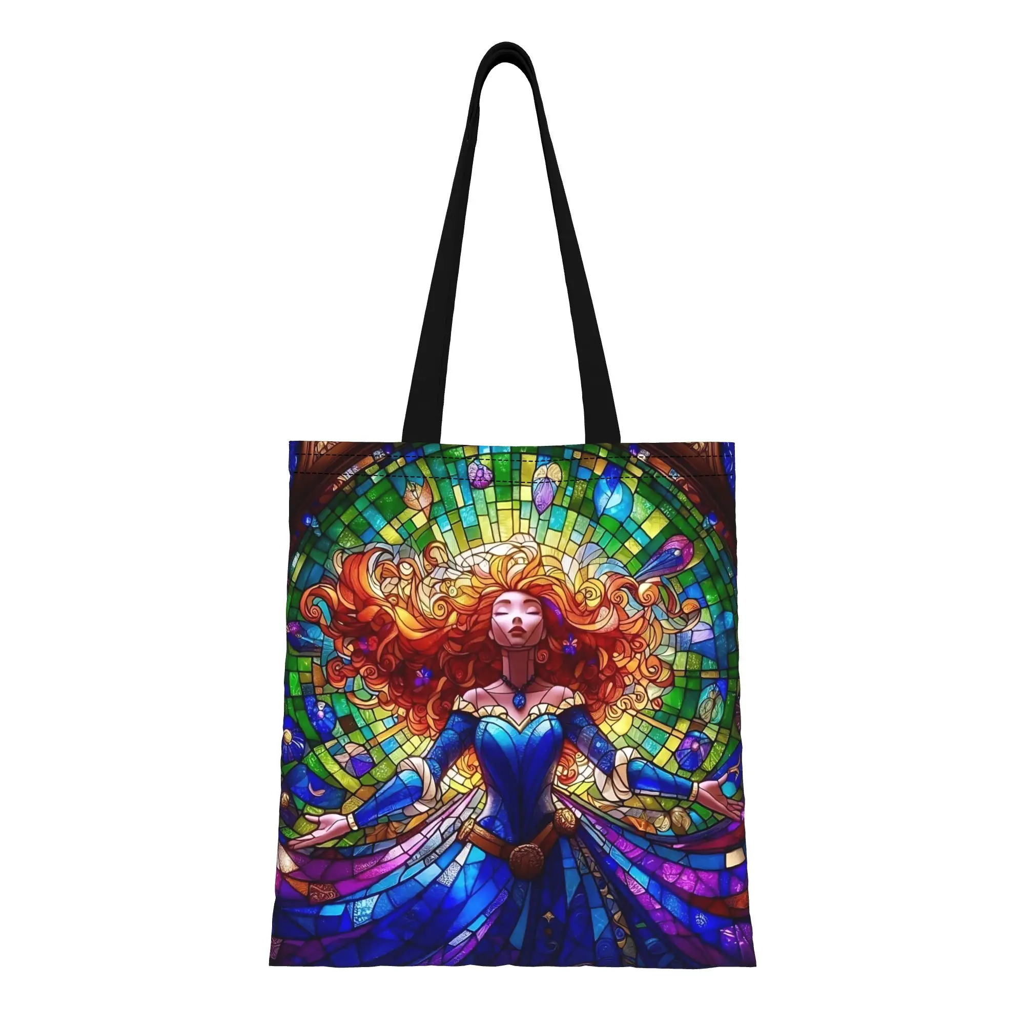 Bolso de lona con dibujos animados de Disney para el primer día de la escuela, bolso de lona colorido con diseño de Merida, bolso de hombro para mujer, 1 ud.