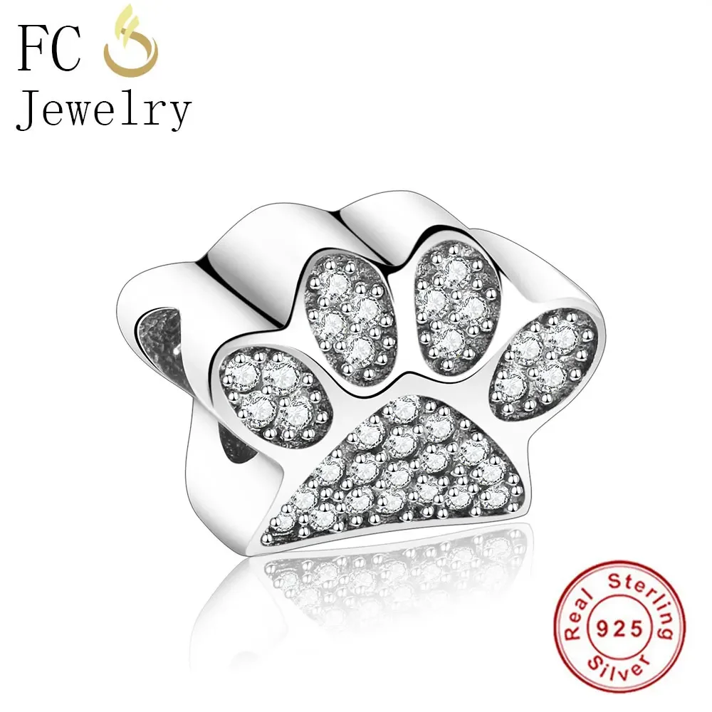 FC Jewelry Fit Original Pan Charms Bracelet 925 Sterling Silver Love My Dog Paw Mix Zircon Breloque Beads For Women Berloque