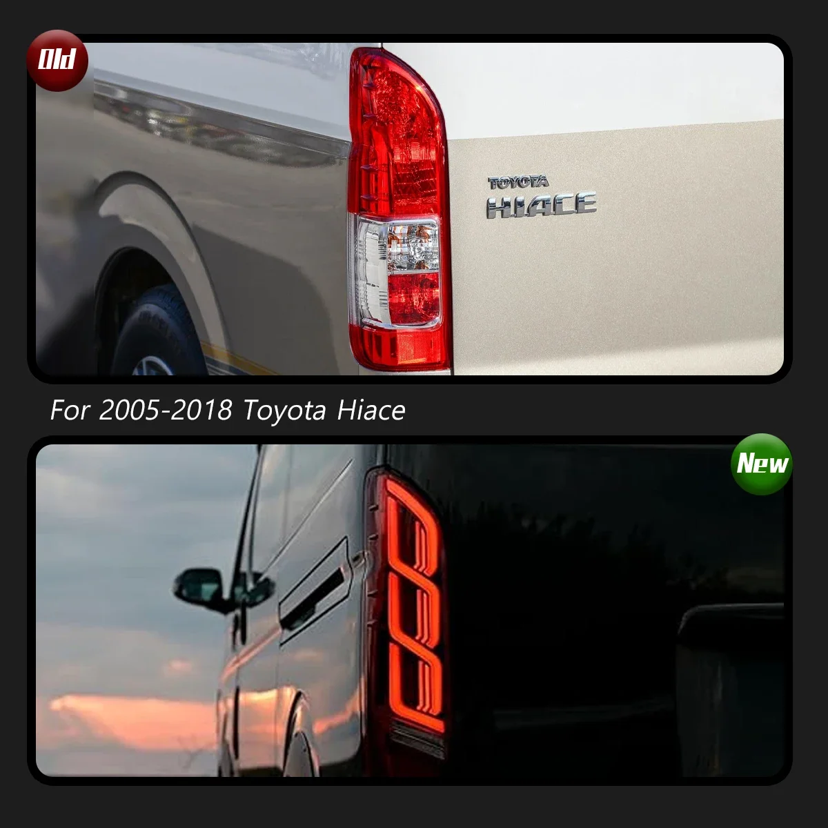 

TYPY New LED Car Taillights For Toyota Hiace Taillight 2005-2018 Signals Auto Accessories Dynamic Turn Running Lights