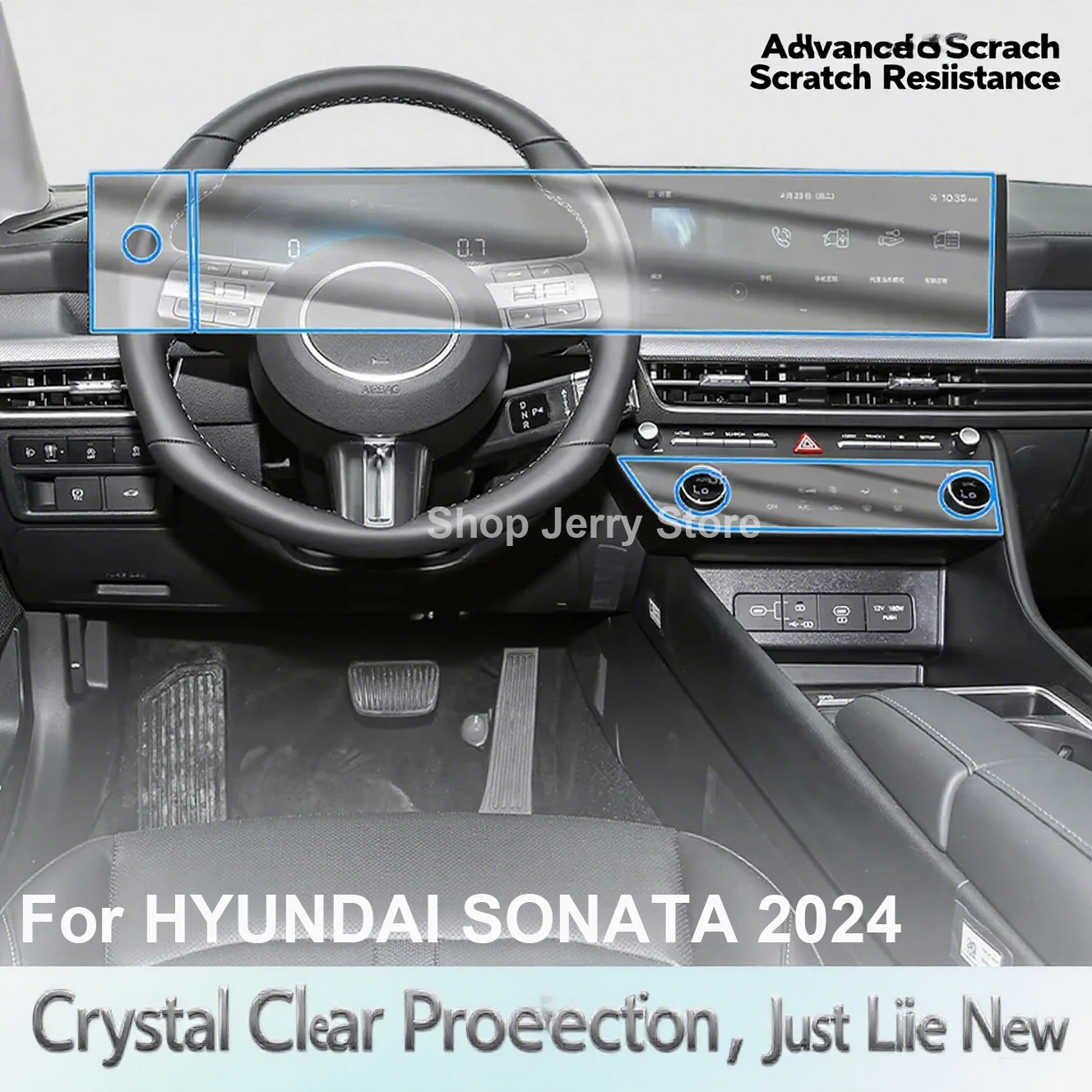 

For HYUNDAI SONATA 2024 Car Interior Gearbox Center Console Transparent TPU Protective Film Anti scratch Repair Car Stickers