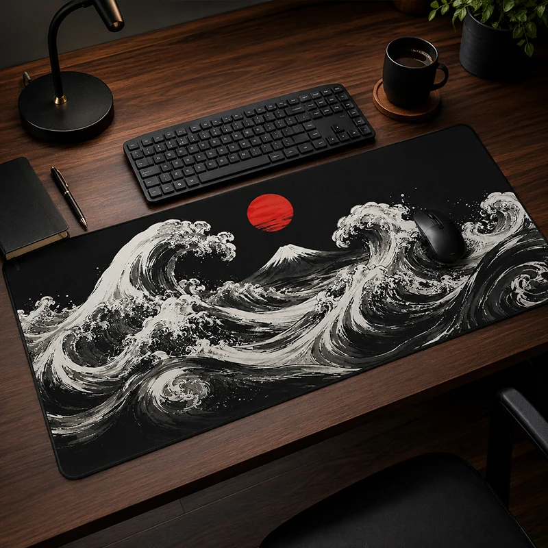 Waves Fuji Red Sun Mouse Pad Gamer printon demand Computer Large Mousepad XXL Playmat Desktop Mouse Pad Mice Pad