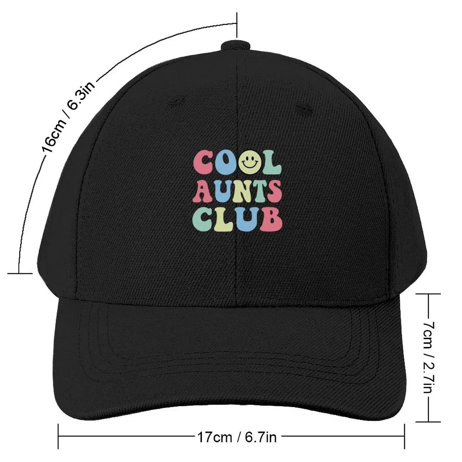 Cool Aunt Club Funny Smile Colorful Cool Aunt Club Aunties Baseball Cap Big Size Hat Sunscreen For Girls Men's